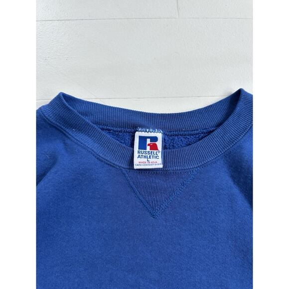 Vintage 90s Russell Athletic Blue Crewneck Sweatshirt Large 23 x 26 - Picture 5 of 7